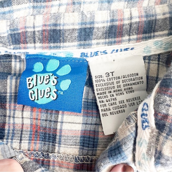 Blues Clues Y2K Boys Button Down Shirt Vintage Top Plaid Dog kids child - Picture 3 of 5